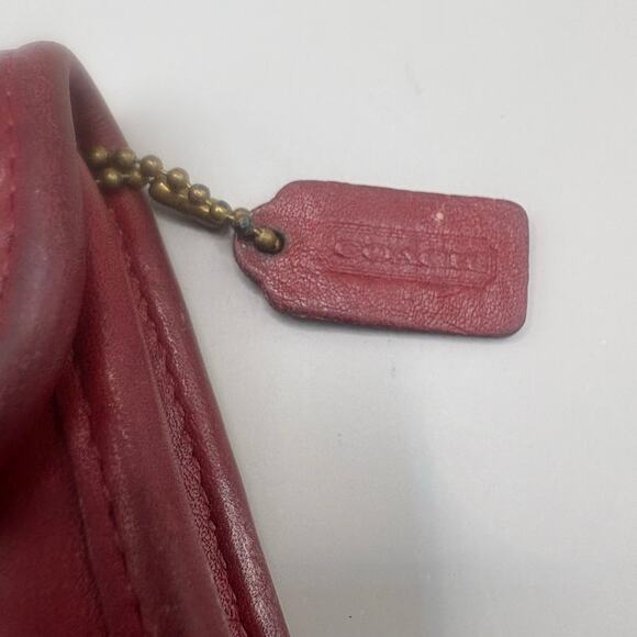 VTG Coach Multifunction Purse 7219 Red Small Leather Snap Close Tiny Hangtag 90s - Picture 3 of 16